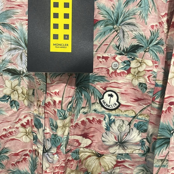 New MONCLER X PALM ANGELS  tropical print long over shirt dress size 40 - Picture 4 of 7